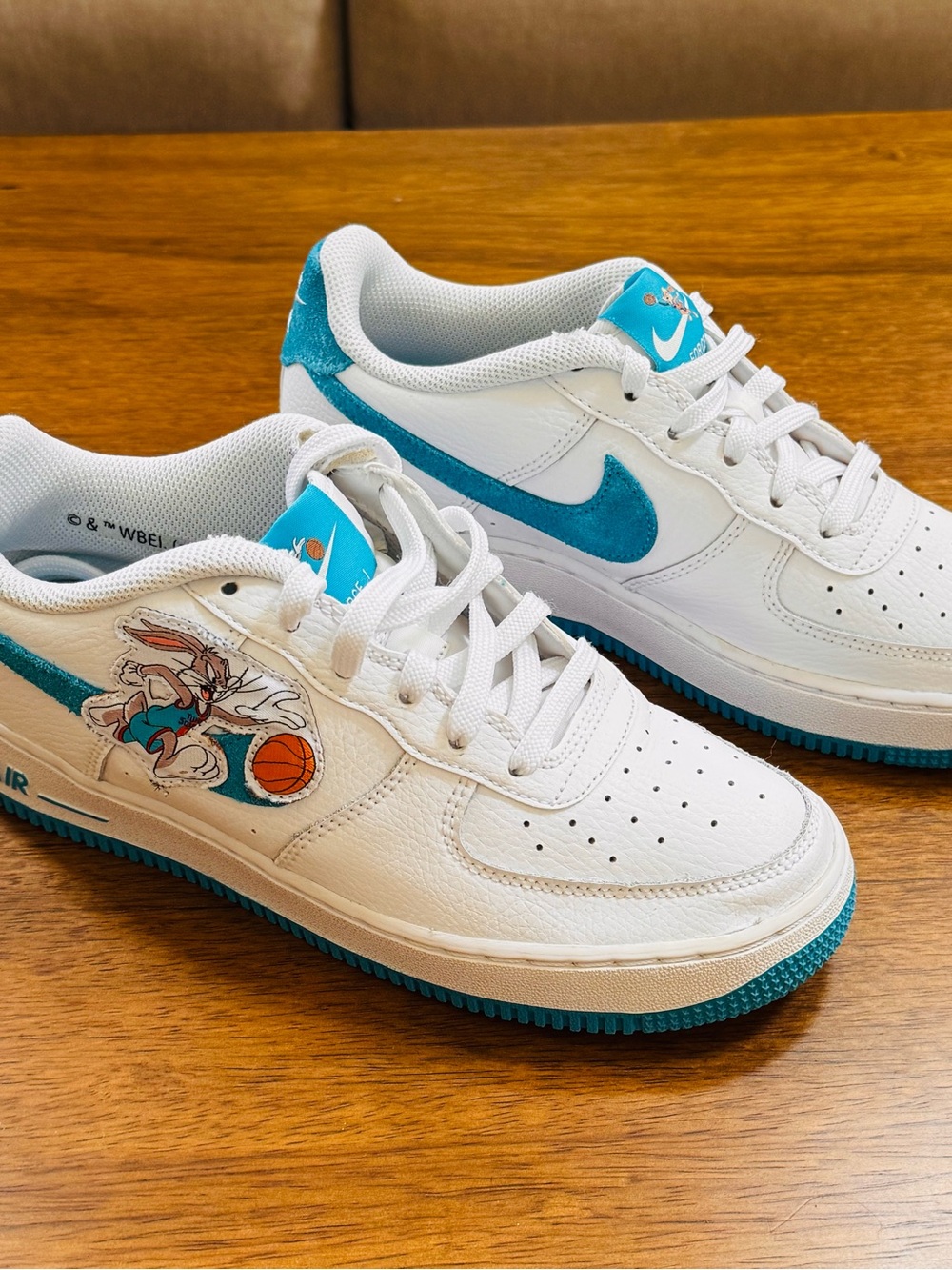 Nike Air Force 1 Low Space Jam Bugs Bunny GS White Blue Youth 6Y